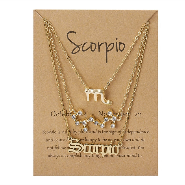 Zodiac Sign Triple Necklace