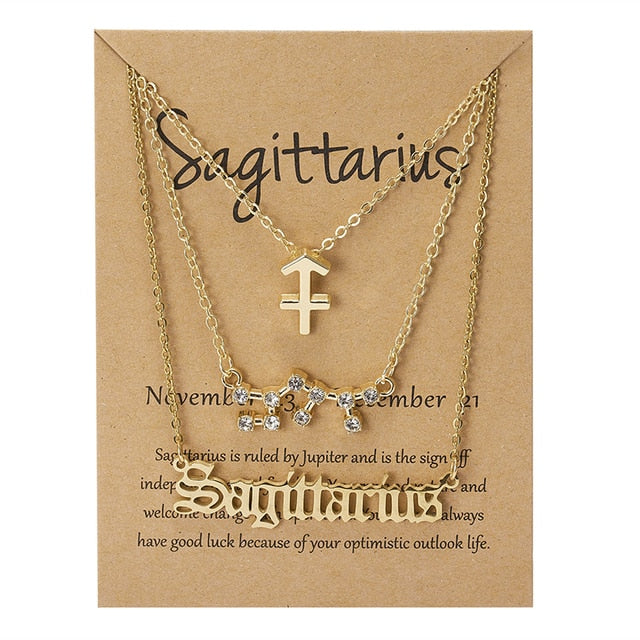 Zodiac Sign Triple Necklace