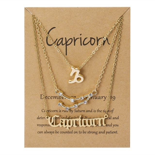 Zodiac Sign Triple Necklace