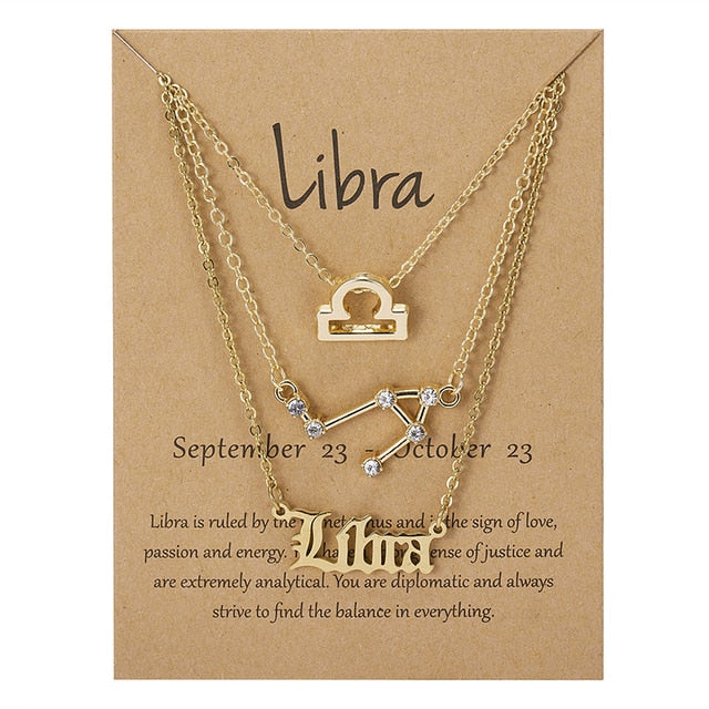 Zodiac Sign Triple Necklace