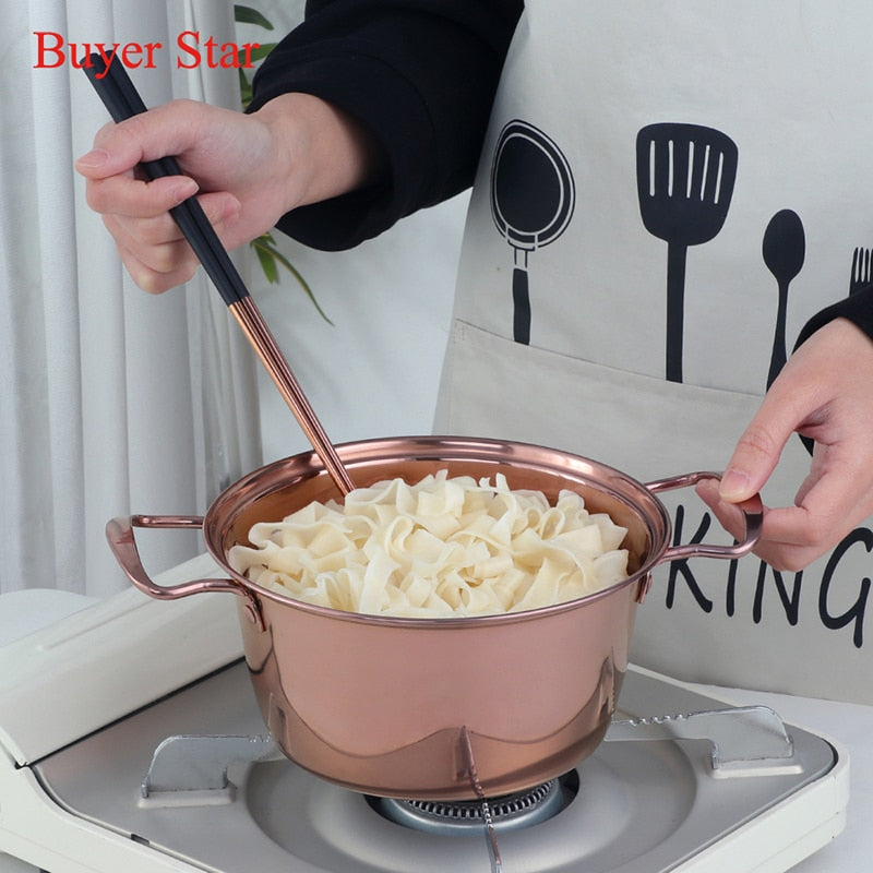 Pot Soup Stainless Steel 18 Cm Cooking With Lid Metal Hot Kitchen Cookware  Gold