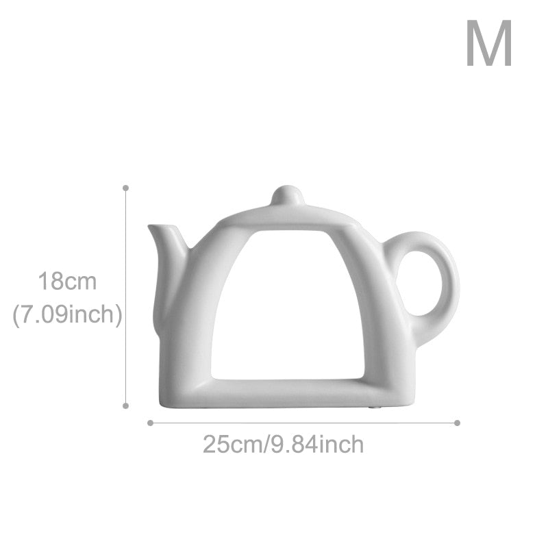 White Ceramic Flower Pot Fashion Modern Style Wedding Decorative Vase  Home Decoration Accessories Tabletop Teapot Vase Planter