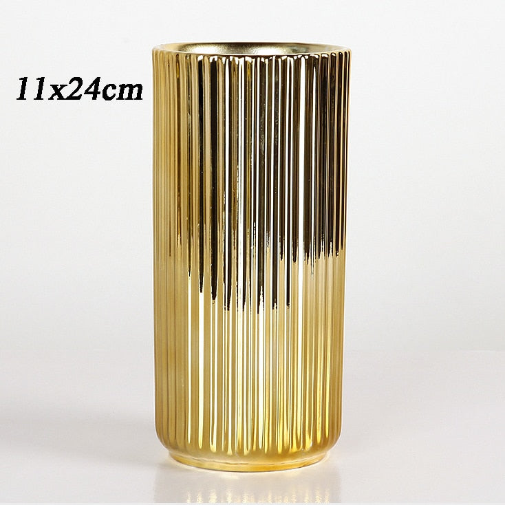 Flower Vases Ceramic Gold Plating Ceramic Vase