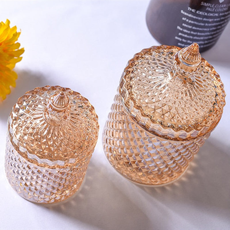 Amber Crystal Glass Storage Jar