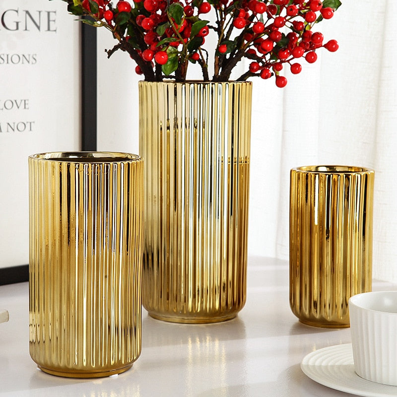 Flower Vases Ceramic Gold Plating Ceramic Vase