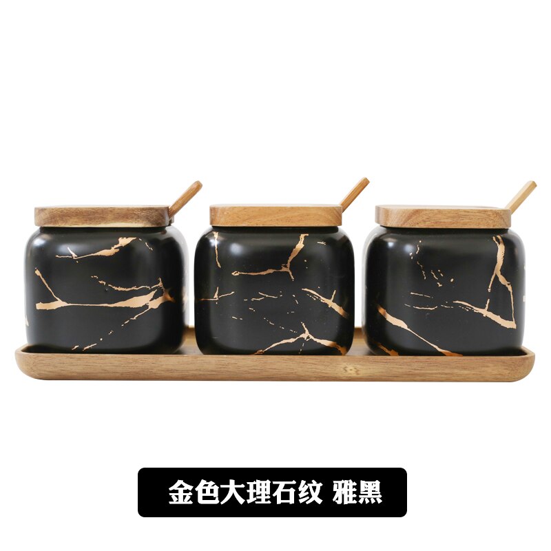 Nordic Matte Marbled Ceramic Kitchen Set