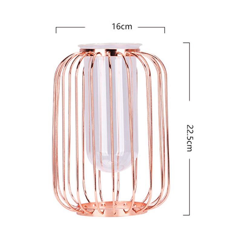 Glass Iron Vase Lantern Shape Flower Pot Hollow Out Vase