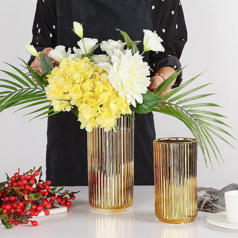 Flower Vases Ceramic Gold Plating Ceramic Vase