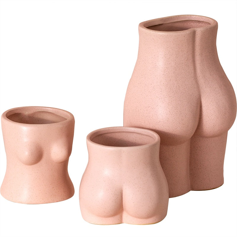 Creative Pink Body Art Ceramic Vase