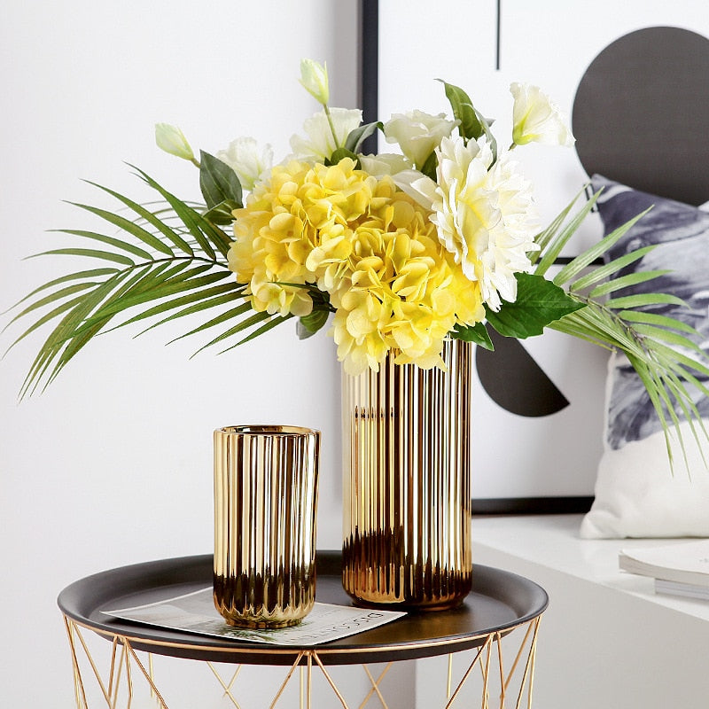 Flower Vases Ceramic Gold Plating Ceramic Vase