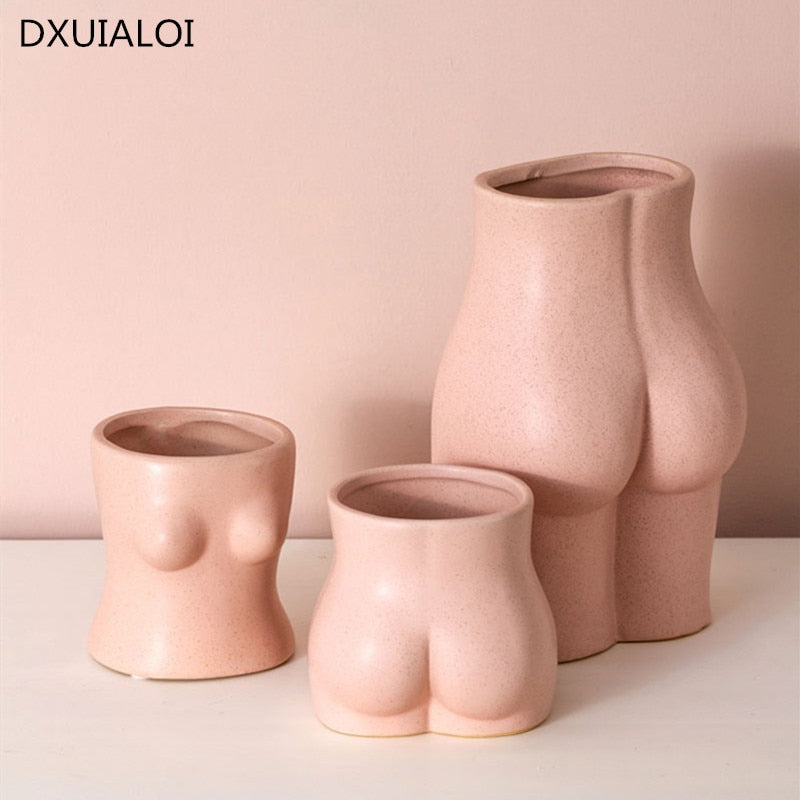 Creative Pink Body Art Ceramic Vase