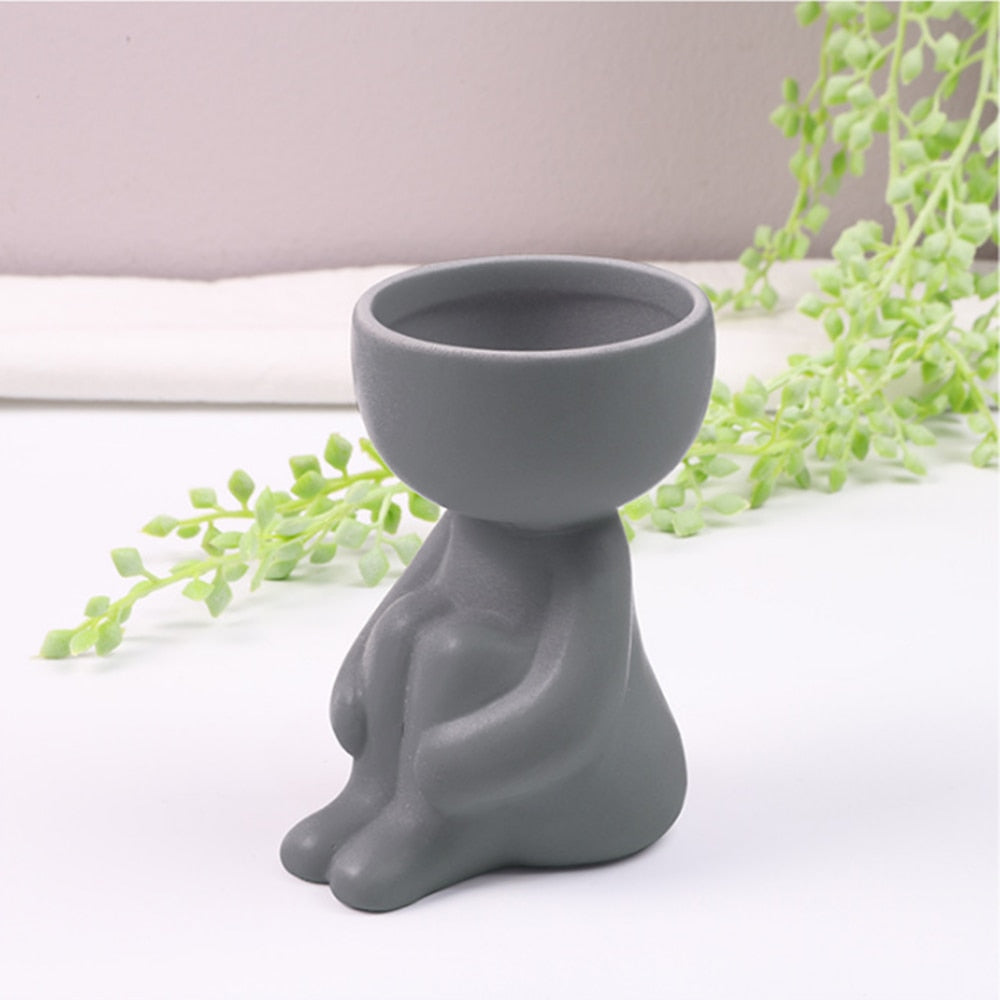 Creative Humanoid Ceramic Flower Pot Vase Plant Pot