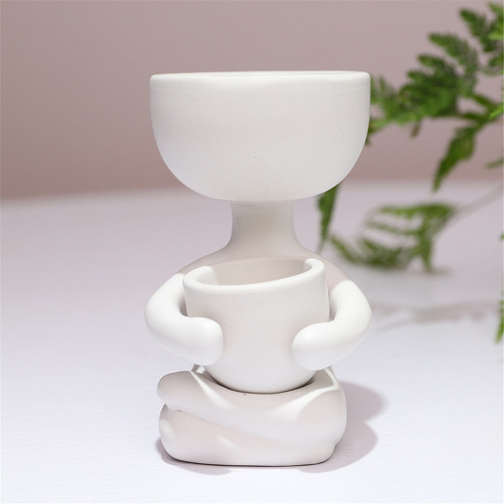 Creative Humanoid Ceramic Flower Pot Vase Plant Pot