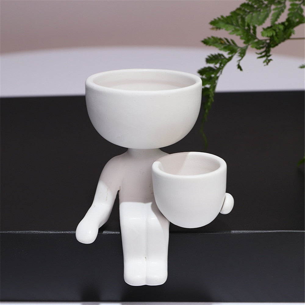 Creative Humanoid Ceramic Flower Pot Vase Plant Pot