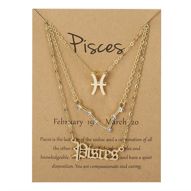 Zodiac Sign Triple Necklace