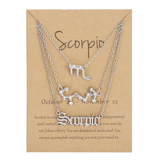 Zodiac Sign Triple Necklace