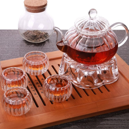 600ml Pumpkin Pattern Heat-resistant Glass Teapot With Strainer Filter Teapot Can be Heated Water Tea Pot Drinkware