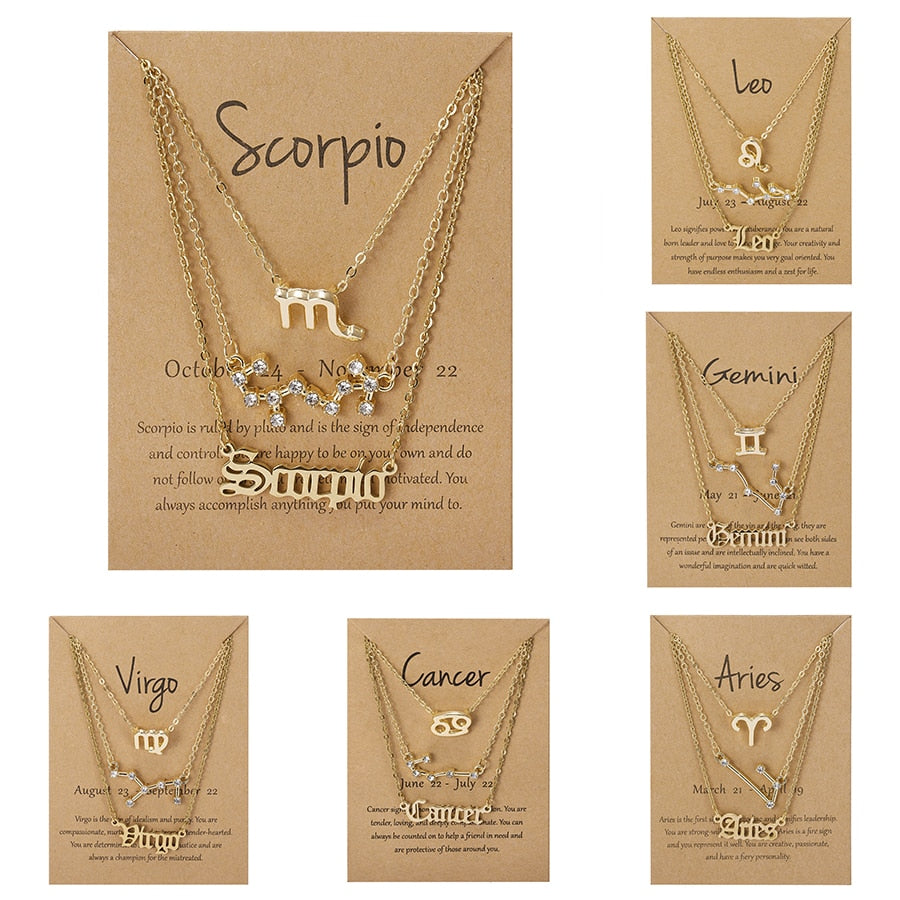 Zodiac Sign Triple Necklace